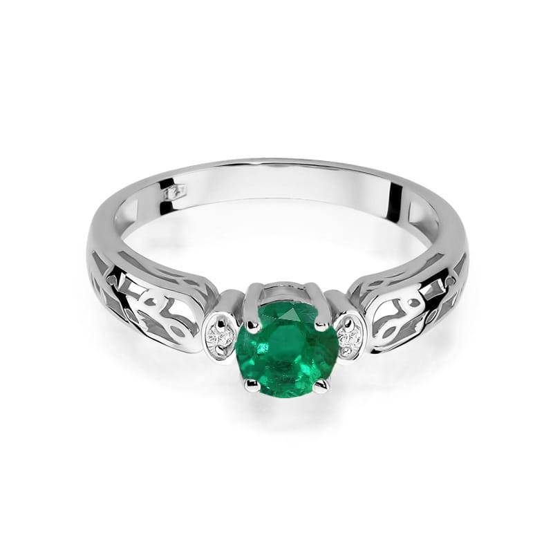 Inel Aur 14K cu Smarald 0.50 ct si Diamante Naturale 0.02 ct, imaginea 10 din 12
