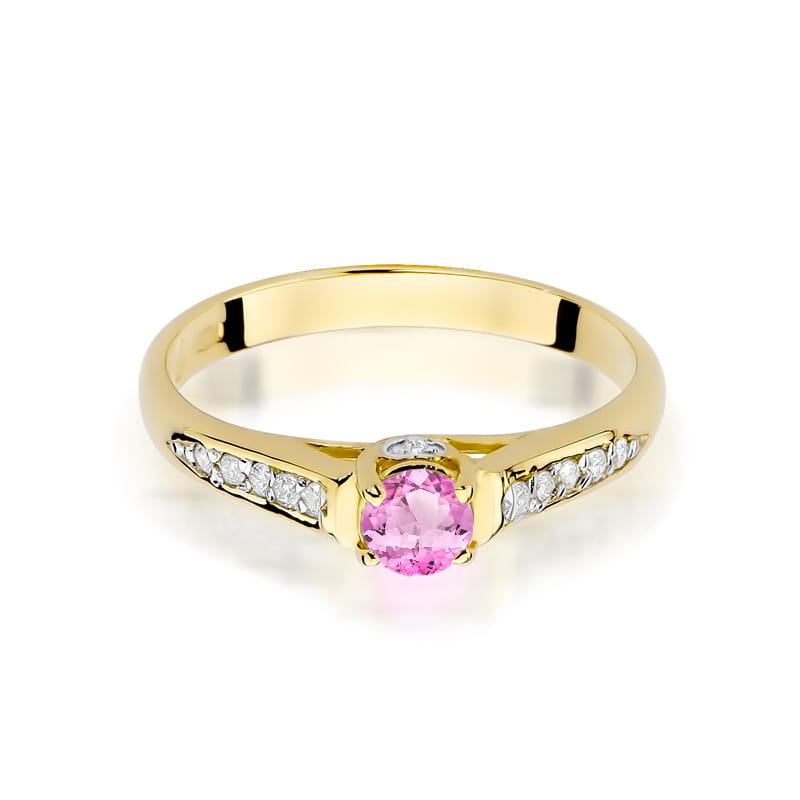Inel Aur 14K cu Topaz Roz 0.30 ct si Diamante Naturale 0.10 ct, imaginea 2 din 6