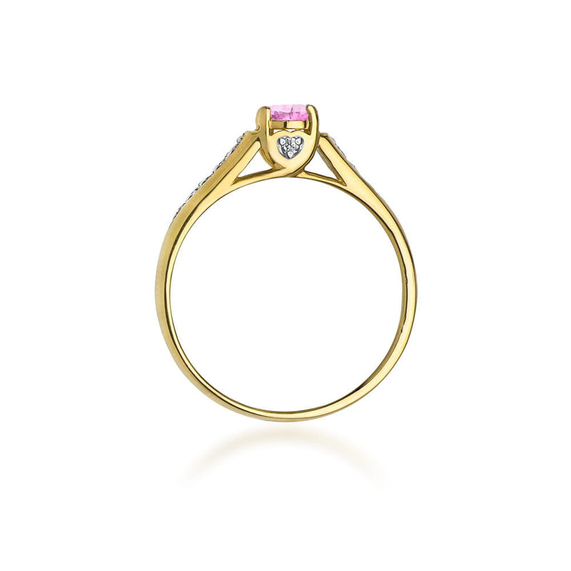 Inel Aur 14K cu Topaz Roz 0.30 ct si Diamante Naturale 0.10 ct, imaginea 3 din 6