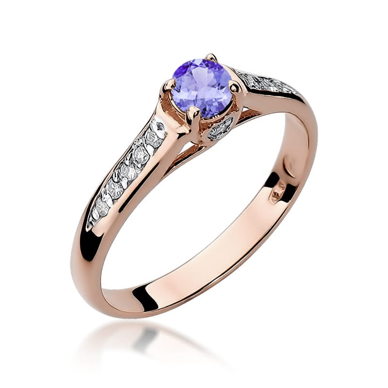 Inel Aur 14K cu Tanzanit 0.35 ct si Diamante Naturale 0.10 ct, imaginea 8 din 10