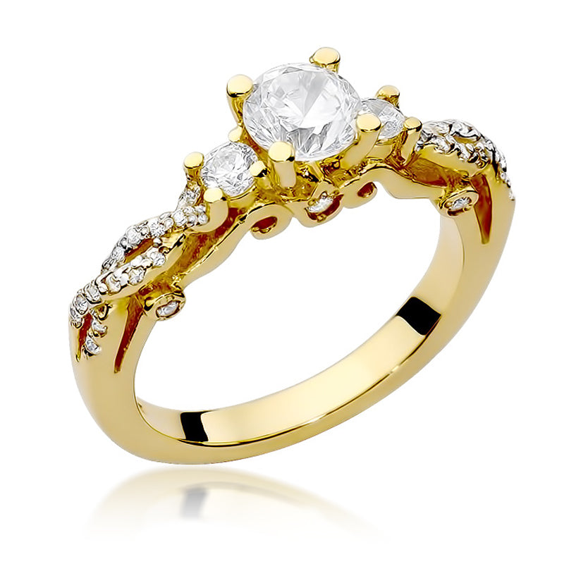 Inel Aur 14K cu Diamante Naturale 1.04 ct — Aur galben
