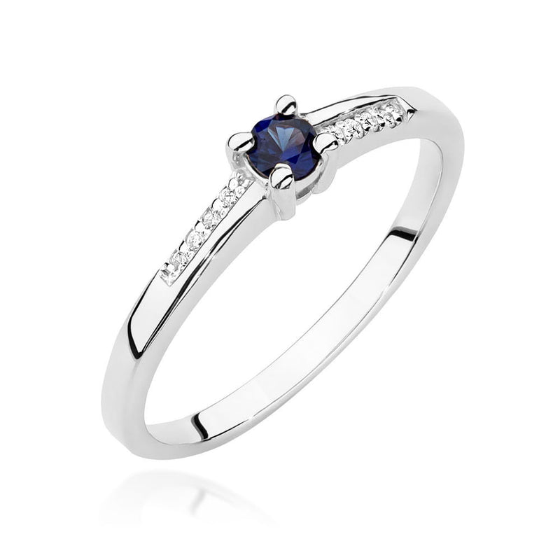 Inel Aur 14K cu Safir 0.15 ct si Diamante Naturale 0.04 ct, imaginea 5 din 10