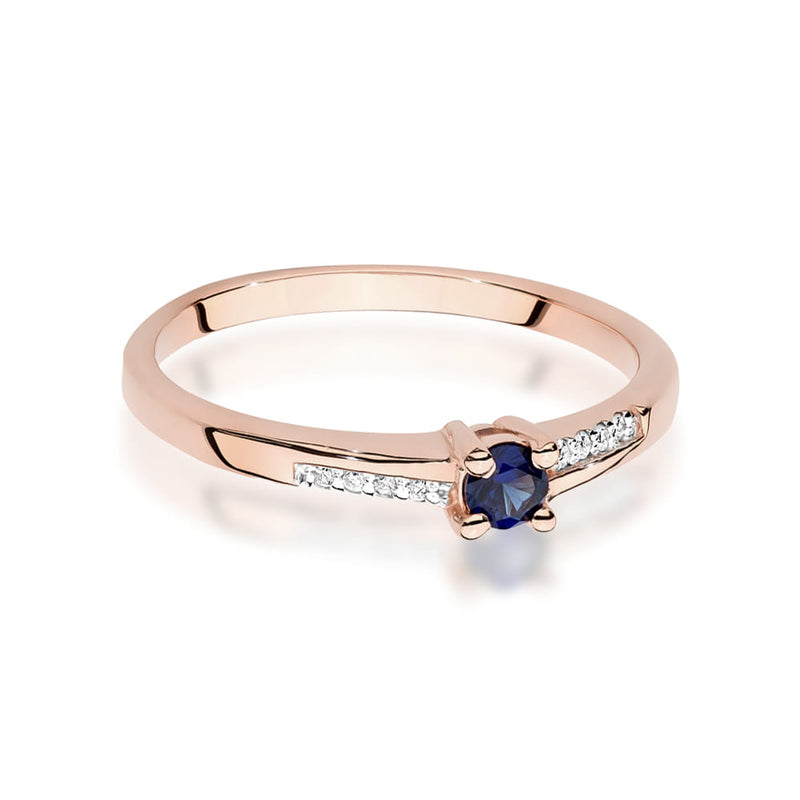 Inel Aur 14K cu Safir 0.15 ct si Diamante Naturale 0.04 ct, imaginea 9 din 10