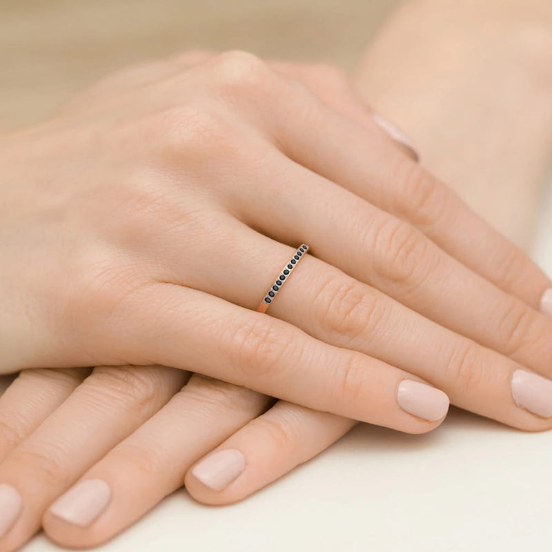 Inel Aur 14K cu Diamante Naturale Negre 0.09 ct, imaginea 11 din 11