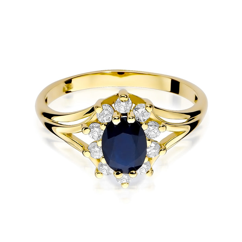 Inel Aur 14K cu Safir 0.90 ct si Diamante Naturale 0.30 ct, imaginea 2 din 10