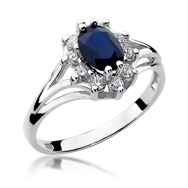 Inel Aur 14K cu Safir 0.90 ct si Diamante Naturale 0.30 ct, imaginea 5 din 10