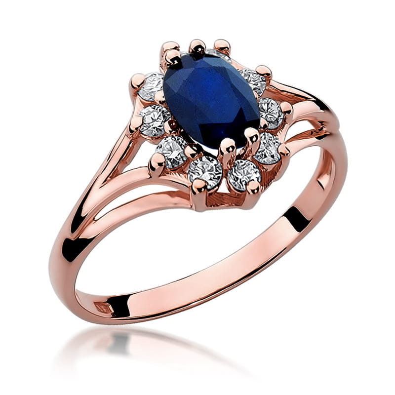 Inel Aur 14K cu Safir 0.90 ct si Diamante Naturale 0.30 ct, imaginea 8 din 10
