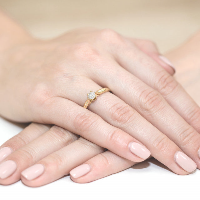 Inel Aur 14K cu Diamante Naturale 0.13 ct, imaginea 4 din 10
