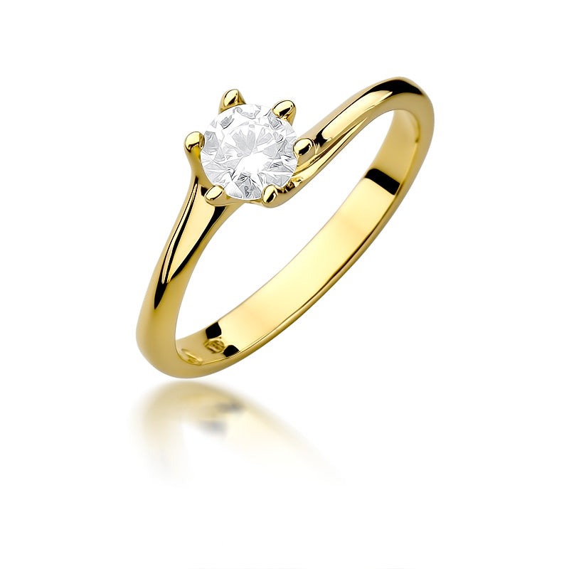Inel Aur 14K cu Diamant Natural 0.50 ct — Aur galben