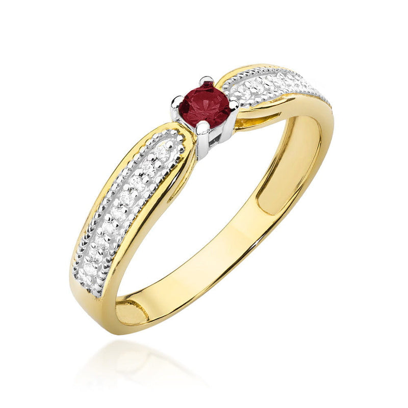 Inel Aur 14K cu Rubin 0.15 ct si Diamante Naturale 0.09 ct — Aur galben