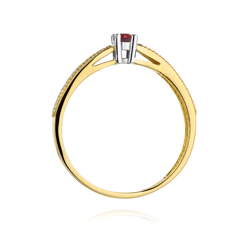 Inel Aur 14K cu Rubin 0.15 ct si Diamante Naturale 0.09 ct, imaginea 3 din 12