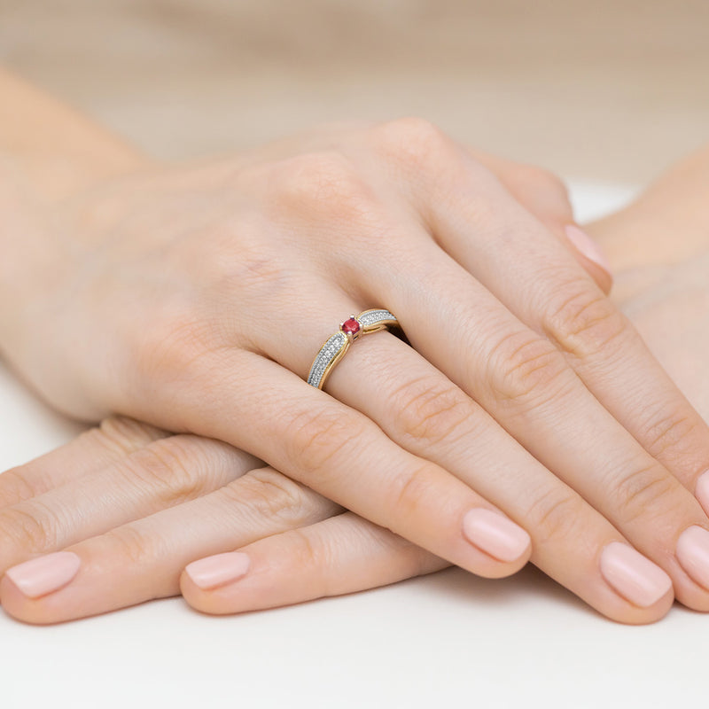 Inel Aur 14K cu Rubin 0.15 ct si Diamante Naturale 0.09 ct, imaginea 4 din 12