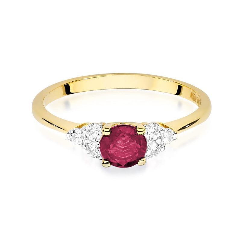 Inel Aur 14K cu Rubin 0.60 ct si Diamante Naturale 0.18 ct, imaginea 2 din 10