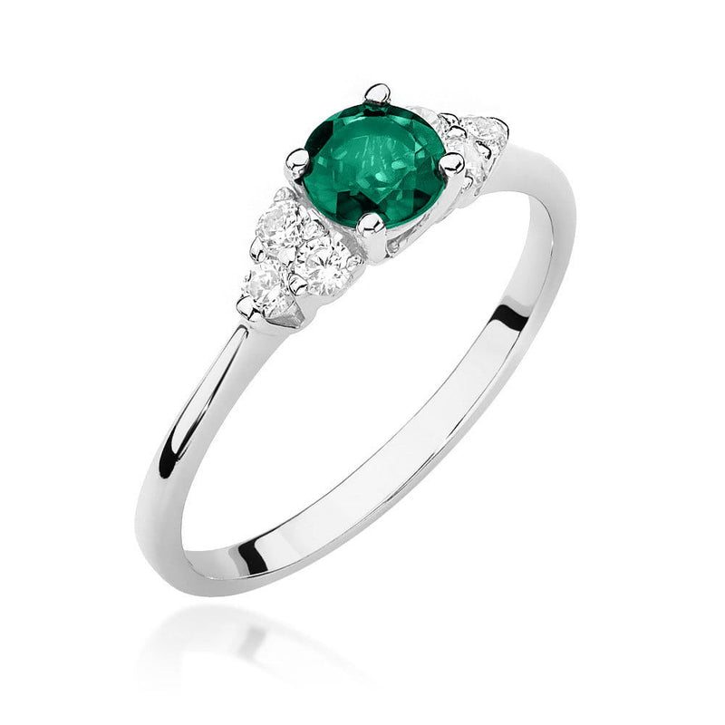Inel Aur 14K cu Smarald 0.50 ct si Diamante Naturale 0.18 ct, imaginea 5 din 10