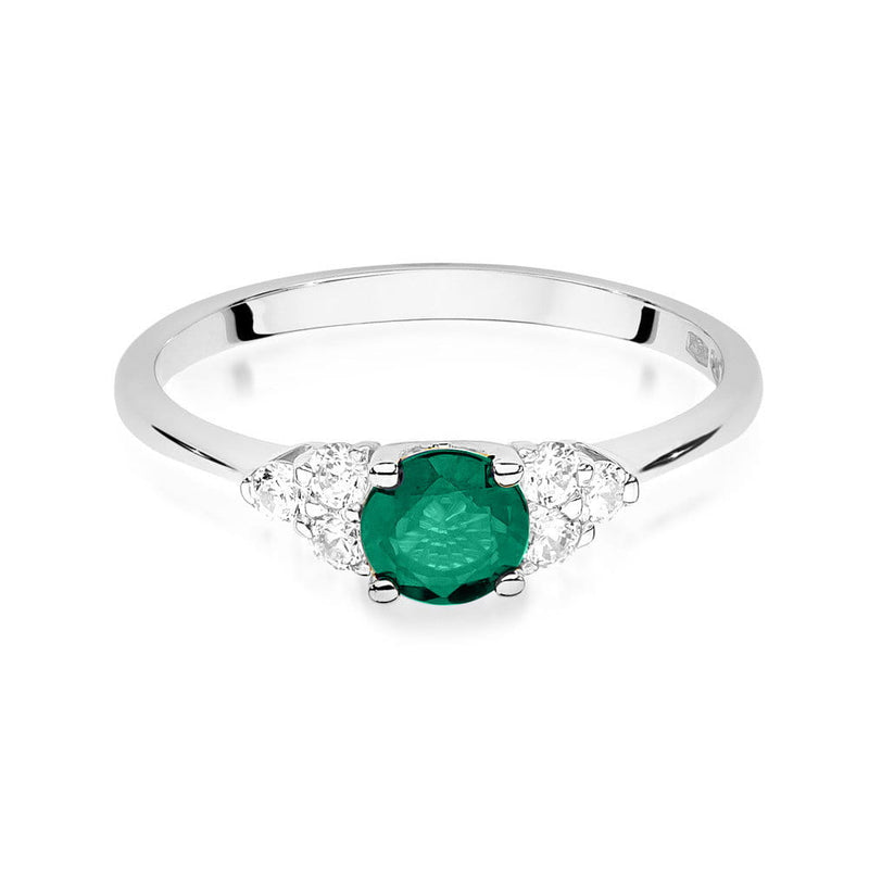 Inel Aur 14K cu Smarald 0.50 ct si Diamante Naturale 0.18 ct, imaginea 6 din 10