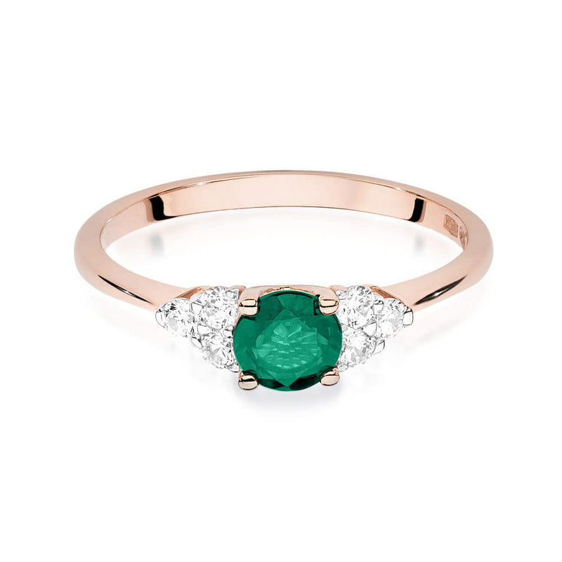 Inel Aur 14K cu Smarald 0.50 ct si Diamante Naturale 0.18 ct, imaginea 9 din 10