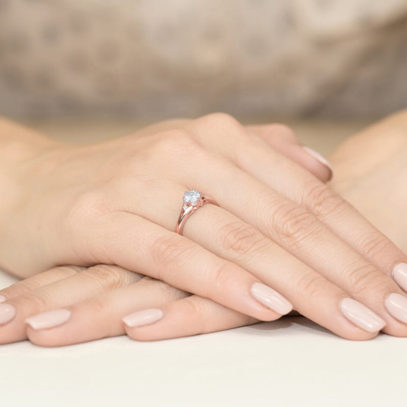 Inel Aur 14K cu White Sapphire 0.60 ct si Diamante Naturale 0.03 ct, imaginea 11 din 11
