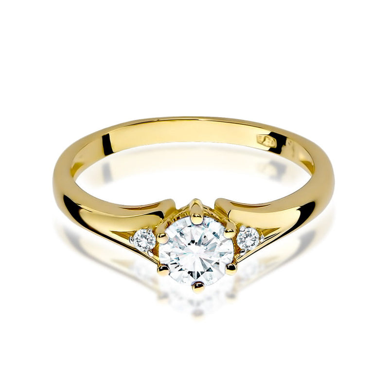 Inel Aur 14K cu White Sapphire 0.60 ct si Diamante Naturale 0.03 ct, imaginea 2 din 11