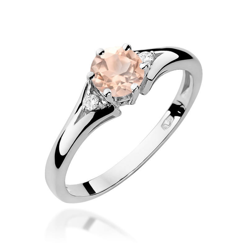 Inel Aur 14K cu Morganit 0.40 ct si Diamante Naturale 0.03 ct, imaginea 4 din 9