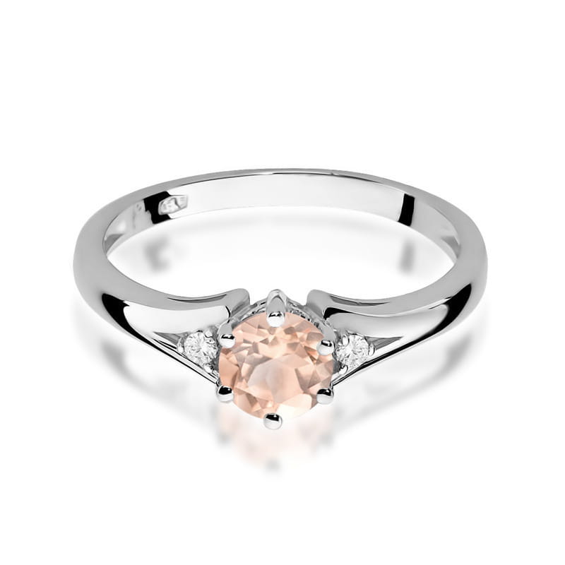 Inel Aur 14K cu Morganit 0.40 ct si Diamante Naturale 0.03 ct, imaginea 5 din 9