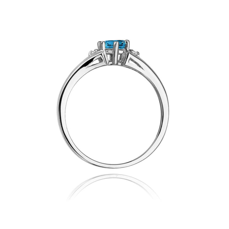 Inel Aur 14K cu Topaz London Blue 0.50 ct si Diamante Naturale 0.03 ct, imaginea 6 din 9