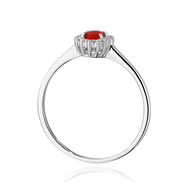 Inel Aur 14K cu Coral 0.20 ct si Diamante Naturale 0.08 ct, imaginea 7 din 11