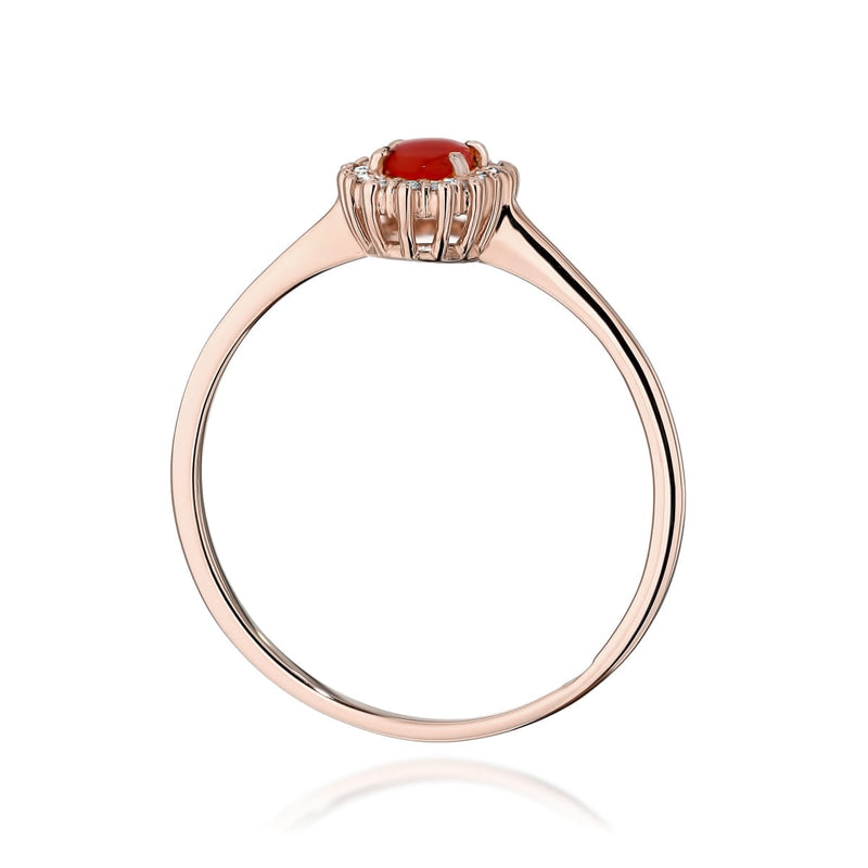 Inel Aur 14K cu Coral 0.20 ct si Diamante Naturale 0.08 ct, imaginea 9 din 11