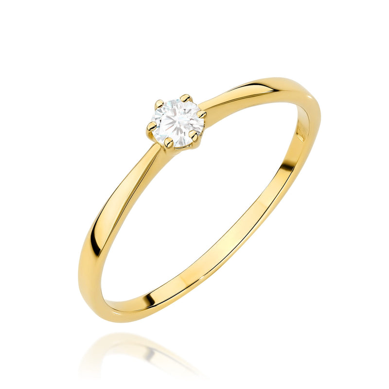 Inel Aur 14K cu Diamant Natural 0.20 ct — Aur galben