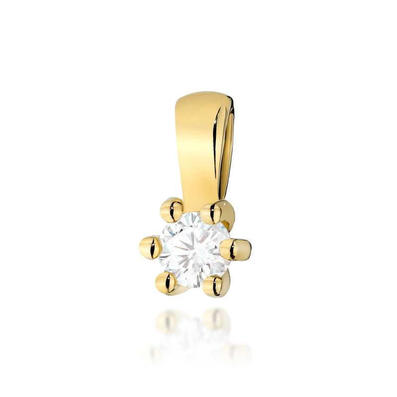 Pandantiv Aur 14K cu Diamant Natural 0.10 ct — Aur galben
