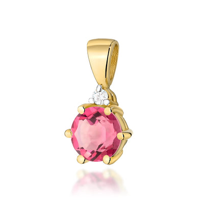 Pandantiv Aur 14K cu Topaz Roz 0.60 ct si Diamant Natural 0.01 ct
