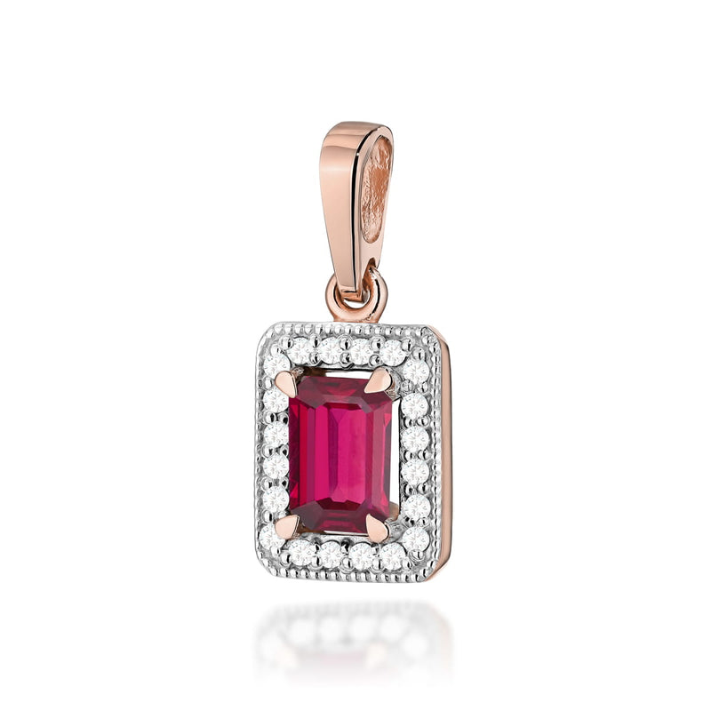 Pandantiv Aur 14K cu Rubin 0.80 ct si Diamante Naturale 0.10 ct, imaginea 3 din 6