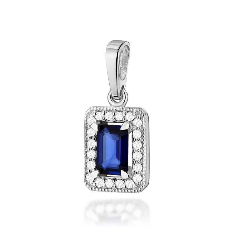 Pandantiv Aur 14K cu Safir 0.60 ct si Diamante Naturale 0.10 ct, imaginea 3 din 4