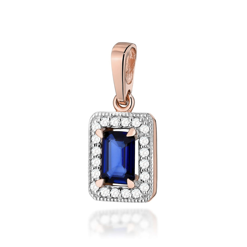 Pandantiv Aur 14K cu Safir 0.60 ct si Diamante Naturale 0.10 ct, imaginea 4 din 4