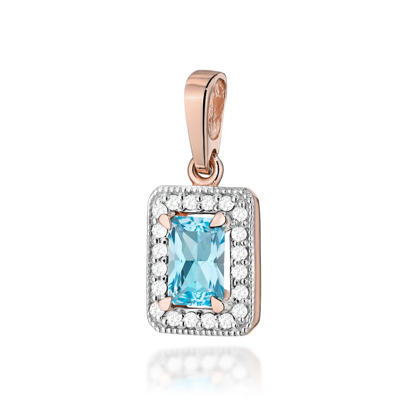 Pandantiv Aur 14K cu Topaz Swiss 0.65 ct si Diamante Naturale 0.10 ct, imaginea 4 din 5