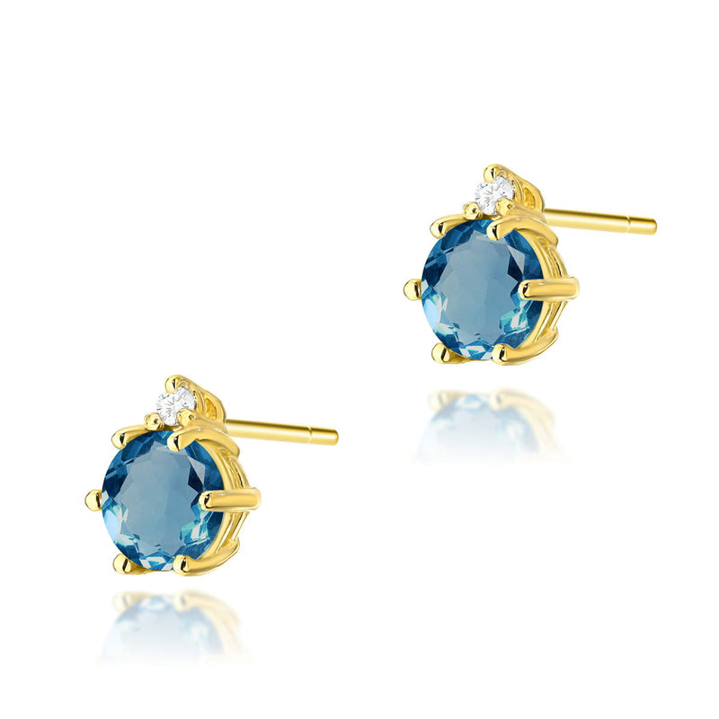 Cercei Aur 14K cu Topaz London Blue 0.50 ct si Diamante Naturale 0.03 ct — Aur galben