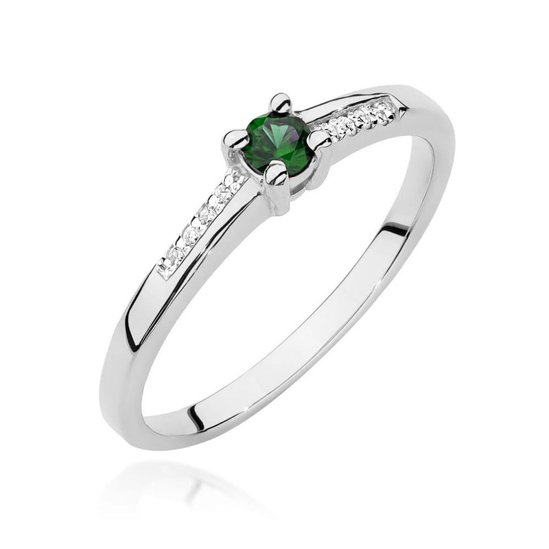 Inel Aur 14K cu Smarald 0.15 ct si Diamante Naturale 0.04 ct, imaginea 9 din 12