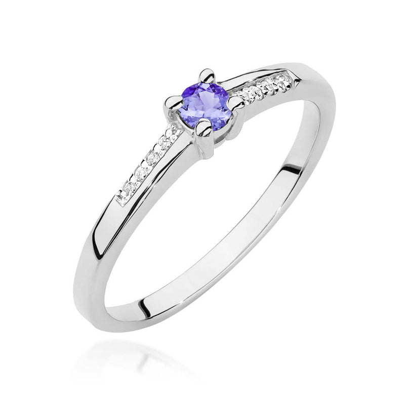 Inel Aur 14K cu Tanzanit 0.15 ct si Diamante Naturale 0.04 ct, imaginea 5 din 12