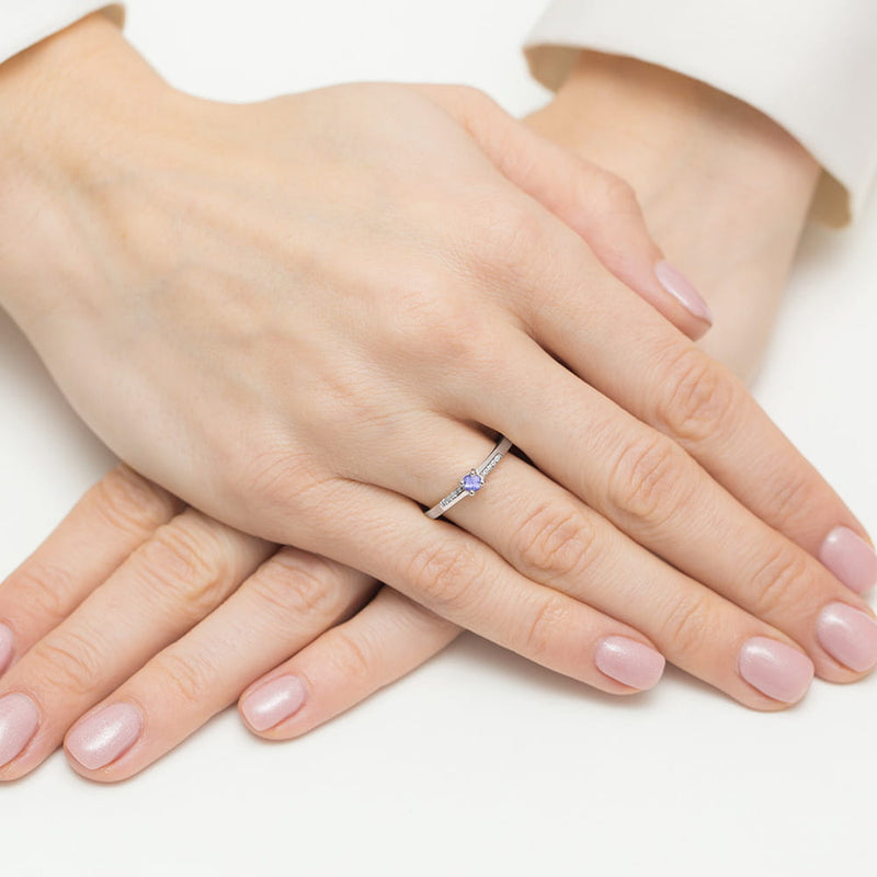 Inel Aur 14K cu Tanzanit 0.15 ct si Diamante Naturale 0.04 ct, imaginea 8 din 12