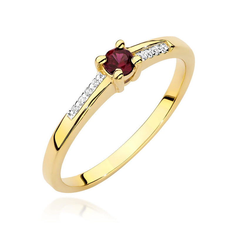 Inel Aur 14K cu Rubin 0.15 ct si Diamante Naturale 0.04 ct — Aur galben