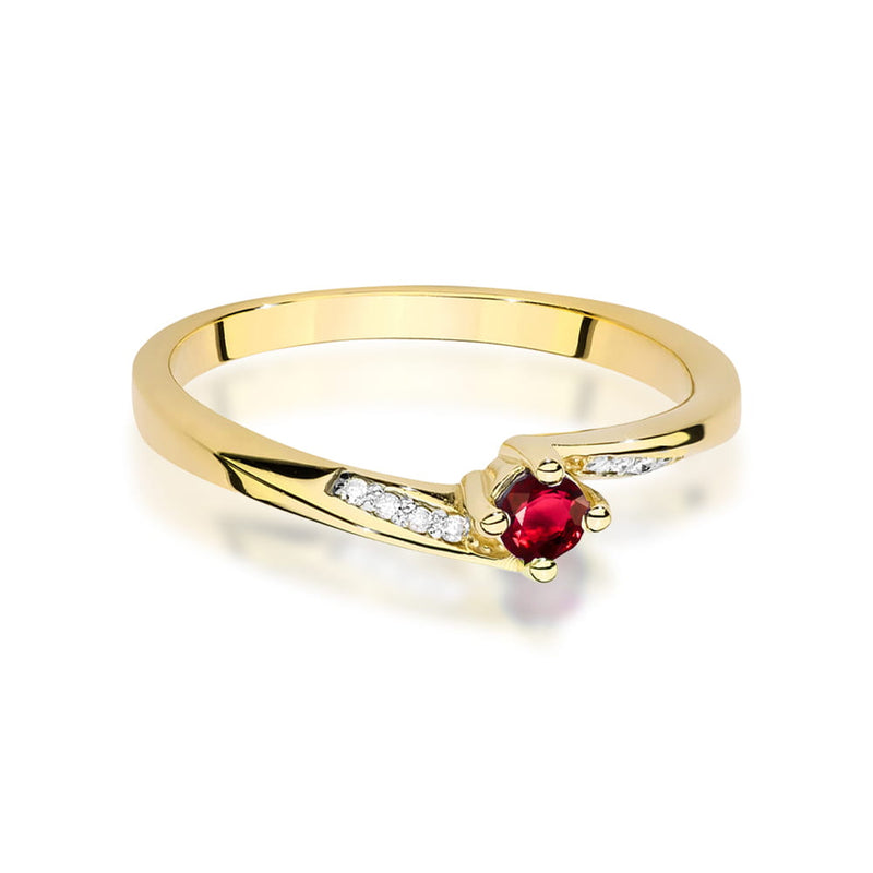 Inel Aur 14K cu Rubin 0.15 ct si Diamante Naturale 0.04 ct, imaginea 2 din 12
