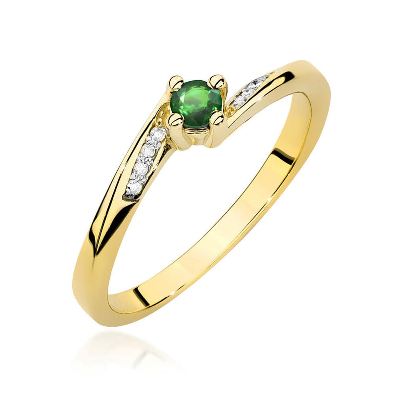 Inel Aur 14K cu Smarald 0.15 ct — Aur galben