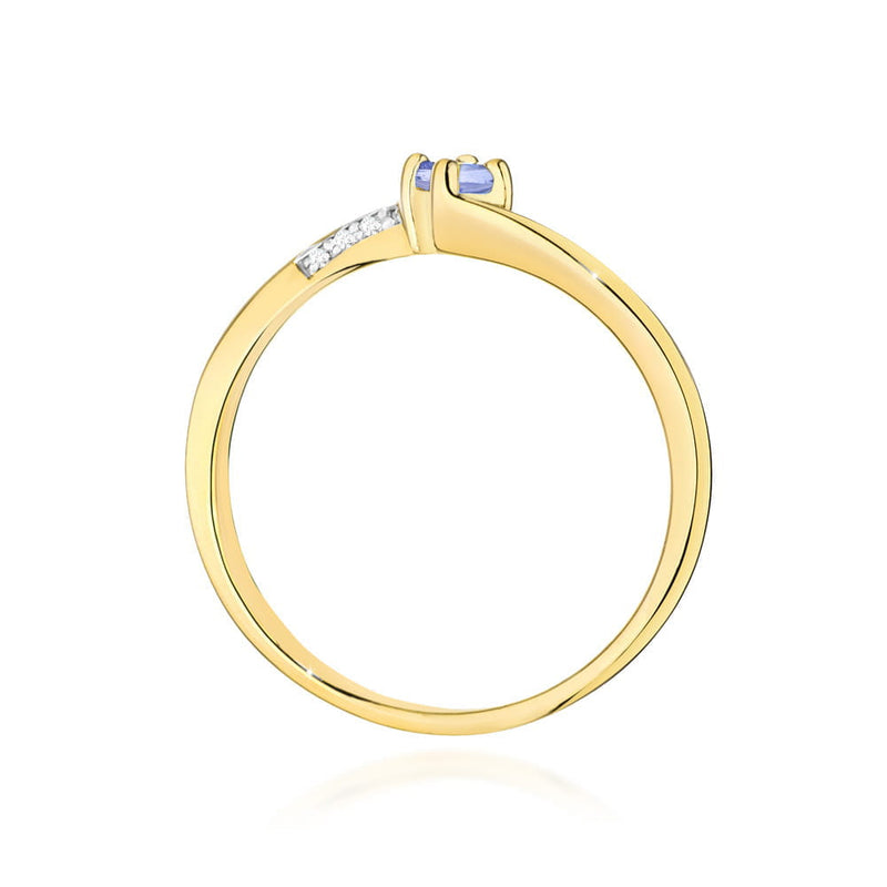 Inel Aur 14K cu Tanzanit 0.15 ct si Diamante Naturale 0.04 ct, imaginea 3 din 12