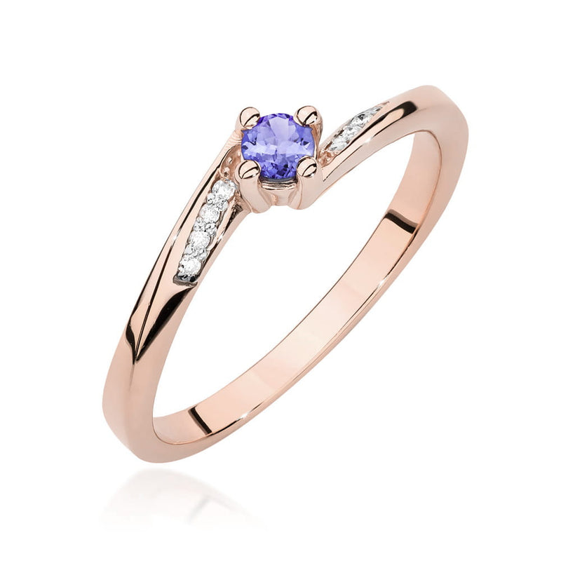 Inel Aur 14K cu Tanzanit 0.15 ct si Diamante Naturale 0.04 ct, imaginea 5 din 12
