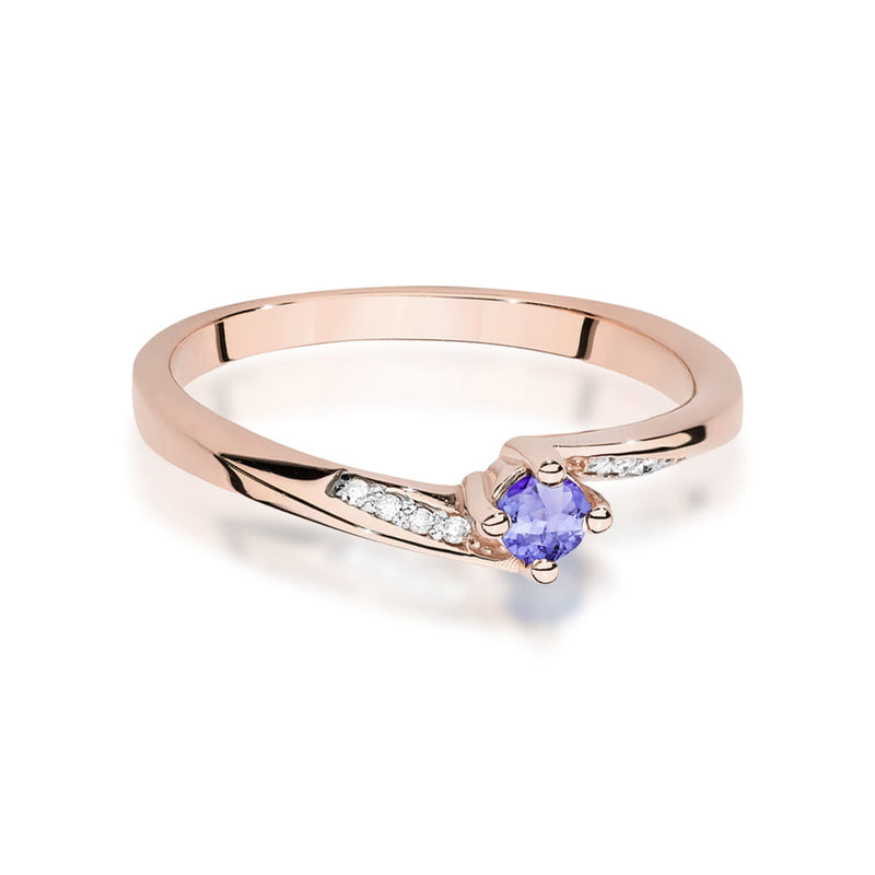 Inel Aur 14K cu Tanzanit 0.15 ct si Diamante Naturale 0.04 ct, imaginea 6 din 12