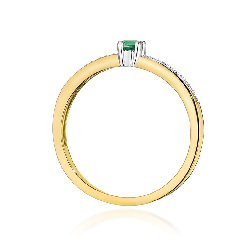 Inel Aur 14K cu Smarald 0.15 ct si Diamante Naturale 0.05 ct, imaginea 3 din 12