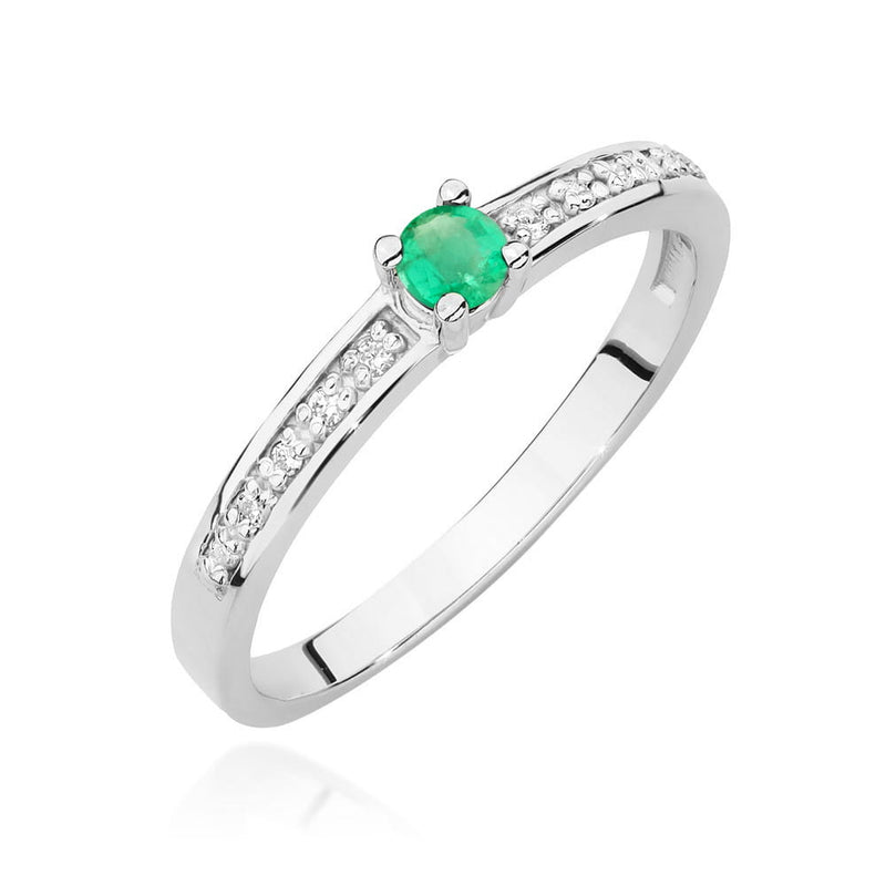 Inel Aur 14K cu Smarald 0.15 ct si Diamante Naturale 0.05 ct, imaginea 4 din 12