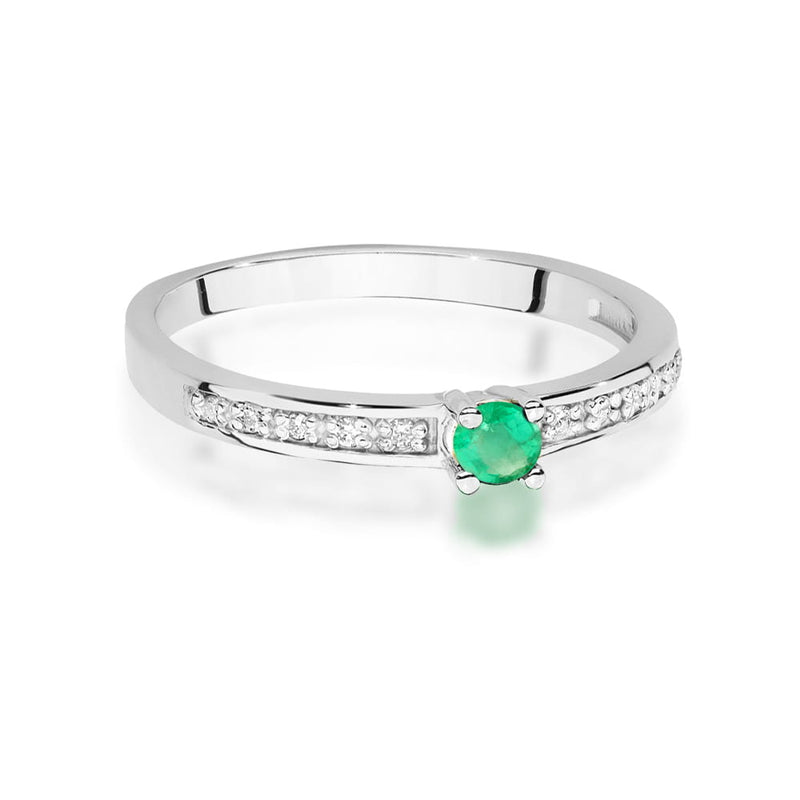 Inel Aur 14K cu Smarald 0.15 ct si Diamante Naturale 0.05 ct, imaginea 5 din 12