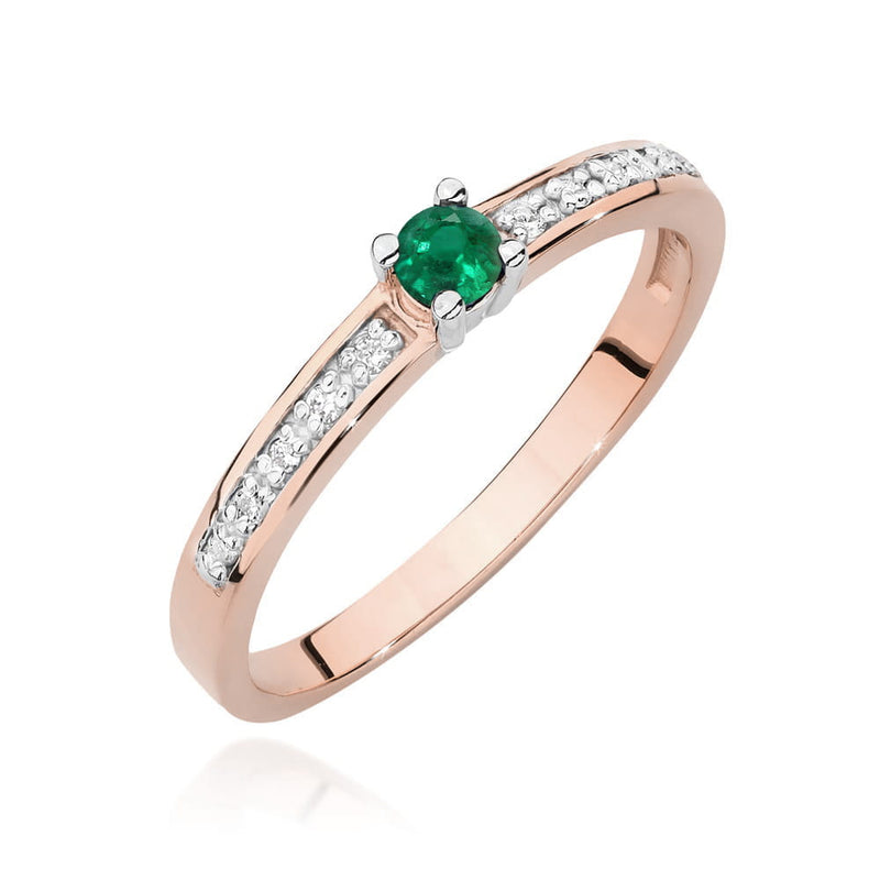 Inel Aur 14K cu Smarald 0.15 ct si Diamante Naturale 0.05 ct, imaginea 9 din 12