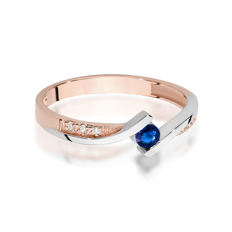 Inel Aur 14K cu Safir 0.15 ct si Diamante Naturale 0.03 ct, imaginea 2 din 4