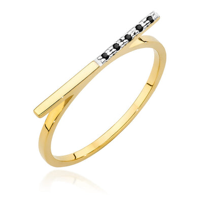 Inel Aur 14K cu Diamante Naturale Negre 0.03 ct